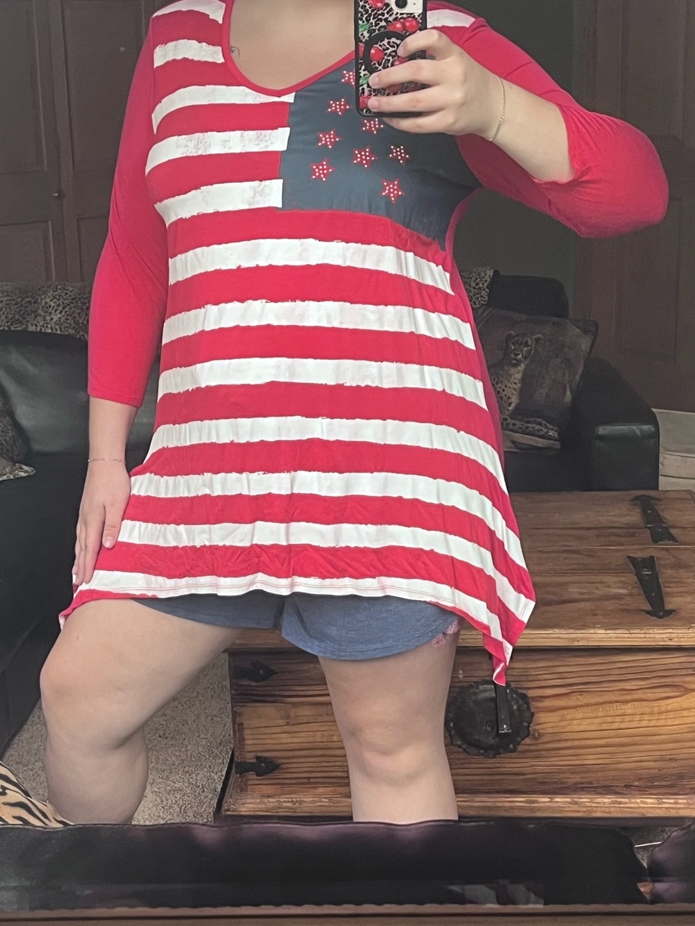 DG2‎ by Diane Gilman Red, White & Navy Flag Stripe Tunic